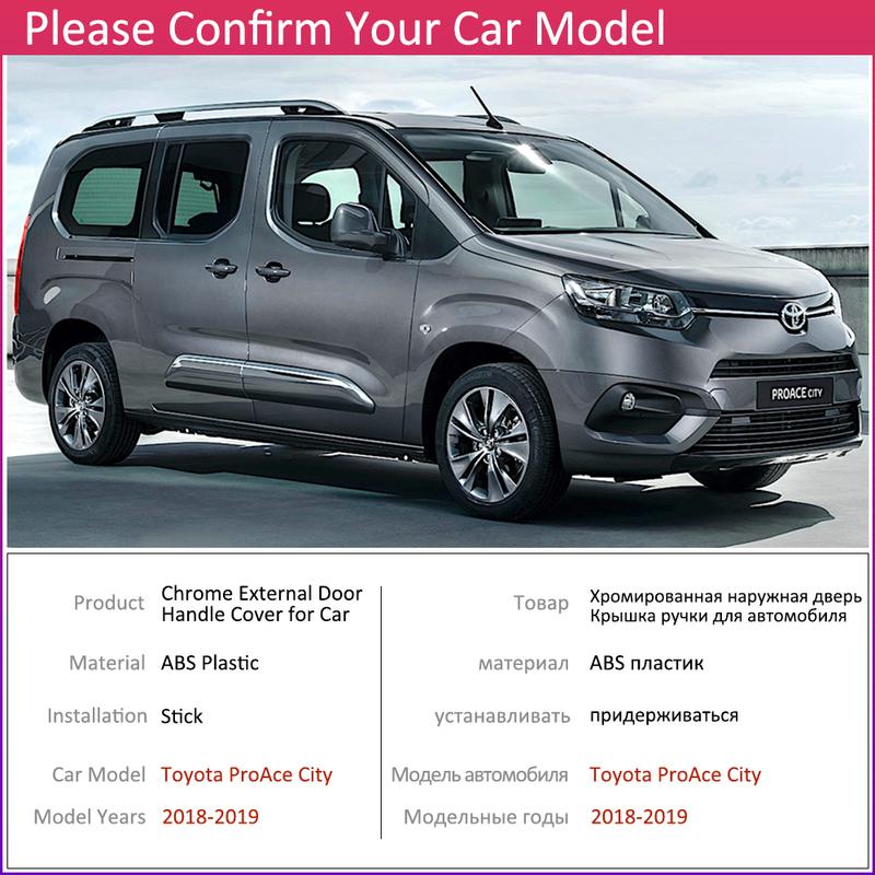 For Toyota ProAce City Verso 2018   Chrome Exterior Door Handle Cover Car Accessories Stickers Trim Set of 4Door