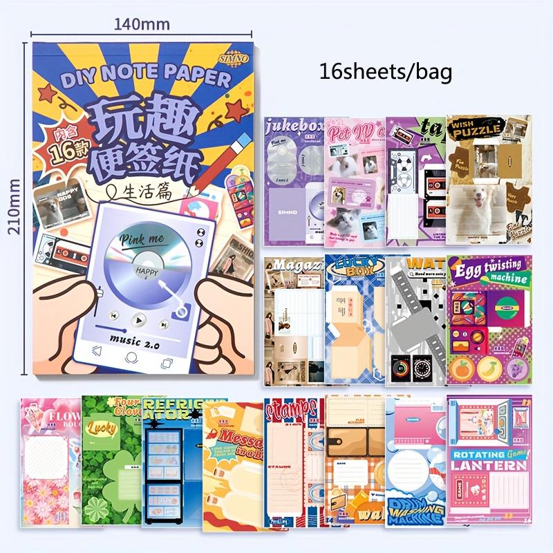 

16 листов/пакет Можно писать Забавные липкие заметки Креативные закуски Десерт Фрукты Ежедневный узор Складная заметка для сообщений Бумага Поздравительная открытка