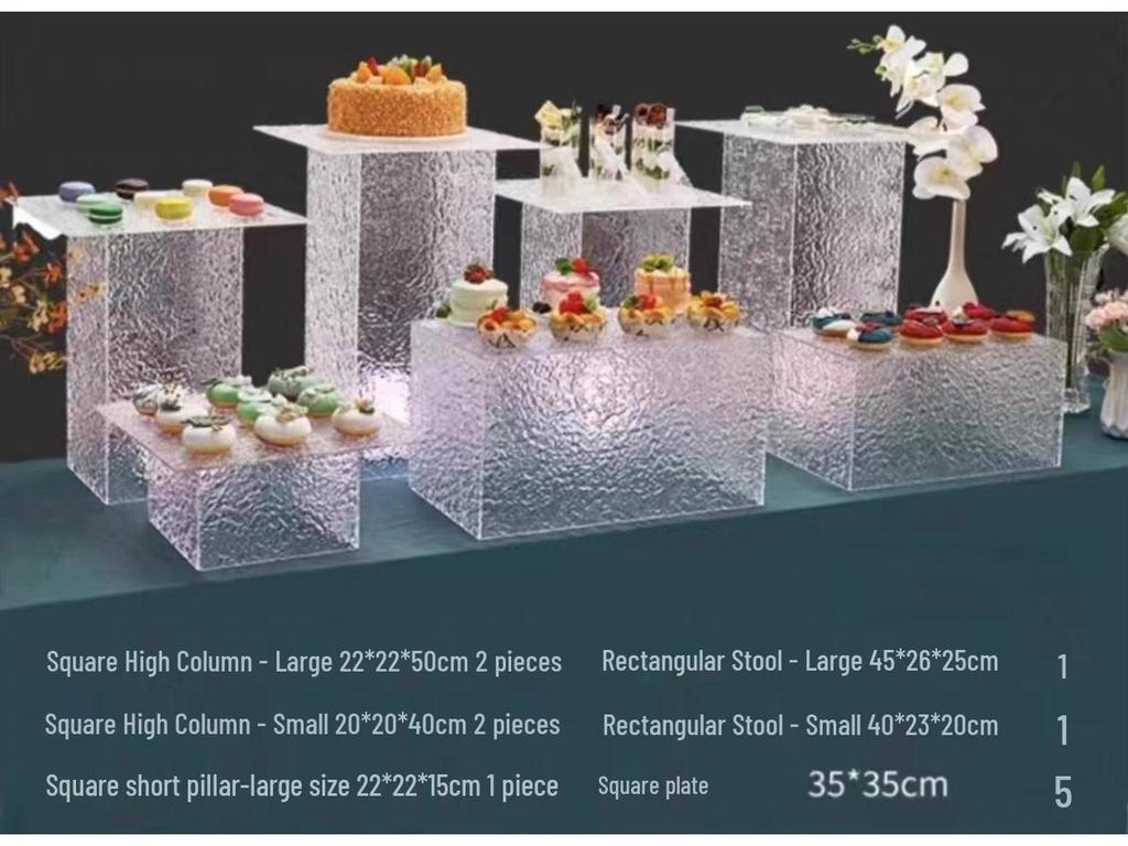Blue Acrylic Dessert Table Display Stand for Tea Break & Birthday Ornaments