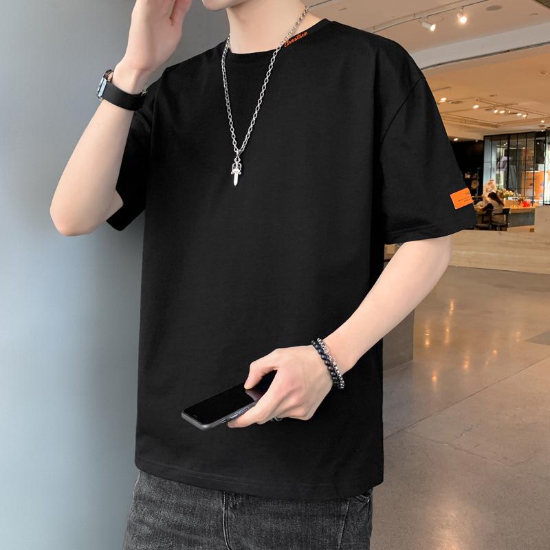 

Летняя футболка мужская с коротким рукавом мужская свободная повседневная тонкая одежда из чистого хлопка XXXL