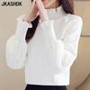 Women's Fashion Casual Spring Autumn Solid Color Print Long Sleeve Half Turtleneck Blouses & Shirts