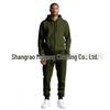 Men's Solid Color Plus Velvet Hooded Sports Set - Zipper Long Sleeve, Warm for Autumn/Winter