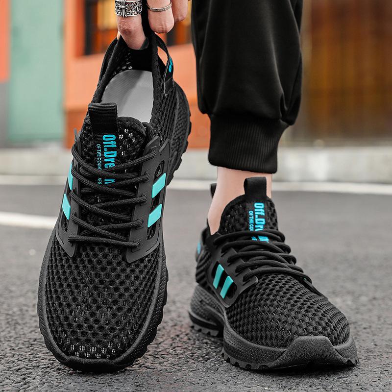 Fashion Summer Breathable Large Mesh Sports Shoes with Lace Up and Lightweight Perforated Shoes for Outdoor Fashion and Leisure