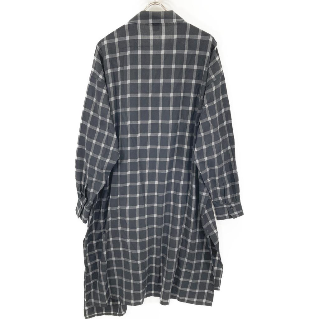 Y's YD-D25-021 Black Cotton Cupro Plaid Shirt Dress dress 1 blackUsed