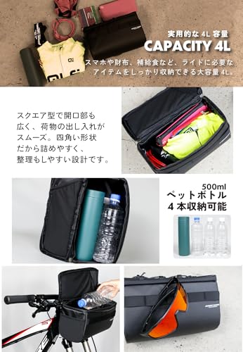 GORIX 4L Large Capacity Front Bag for Road Bikes, Includes Inner Pouch, Smartphone Storage, Handlebar Bag, Cross Bike, Commuter Bag, Large Cycling Bag