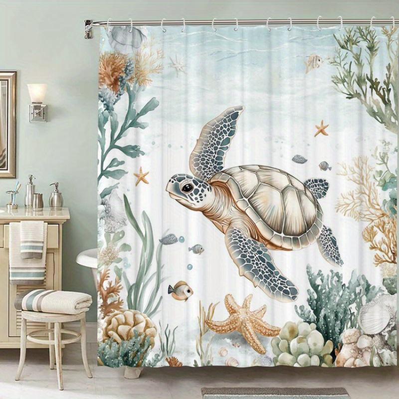 

Sea Turtle Pattern Shower Curtain With 12 Hooks For Room, Home, Hotel, Laundry Washable Bathroom One Piece W60H190(CM)-1 Pcs