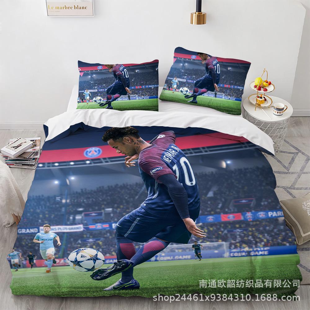 

3D Постельное белье для футбольных фанатов, Набор из трех предметов, Домашний текстиль Набор стеганого одеяла Набор из четырех предметов EU Twin 135x200cm