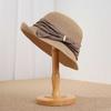 Straw Hat Women's Summer Vacation Big Eaves Sunshade Bow Sunscreen Hat Breathable Street Trend Straw Bucket Hat Windproof Rope