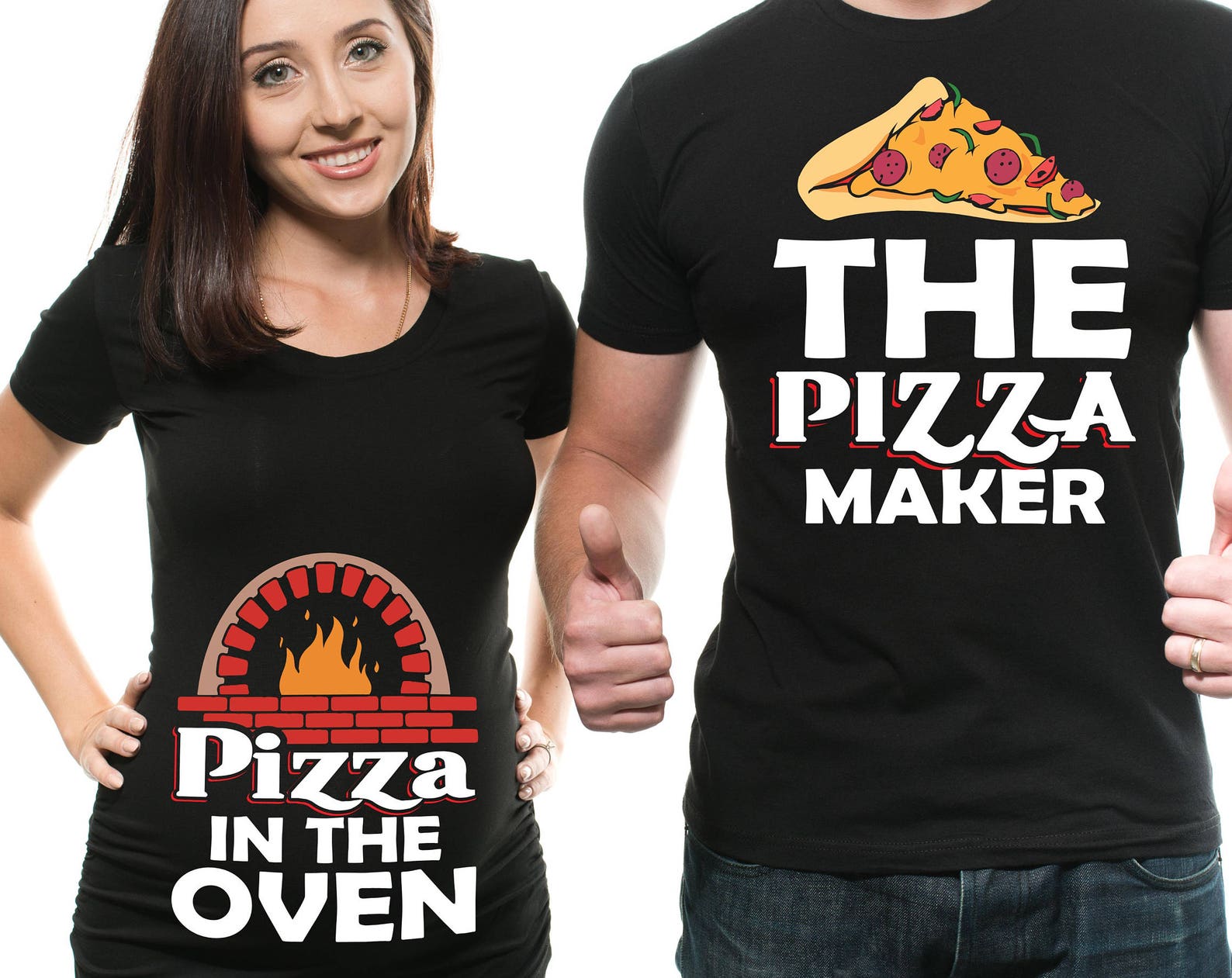 Funny Pizza Maker Maternity Shirt Set, Pregnancy Announcement T-Shirts 3XL