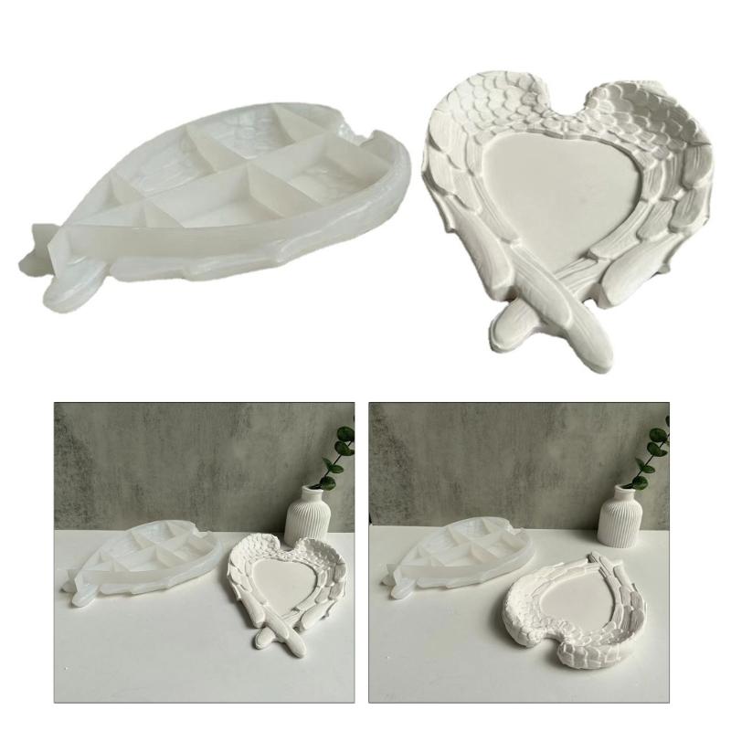 Wing Love-heart Silicone Mould Feather Dish Plaster Resin Mold  Drip Mould Crystal Epoxy Mold for  Craft