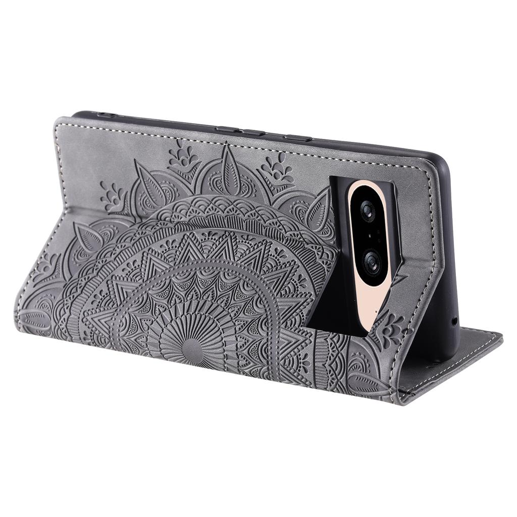 For Google Pixel 9/Pixel 9 Pro Magnetic Phone Case Leather Imprinted Mandala Flower Pattern Cover