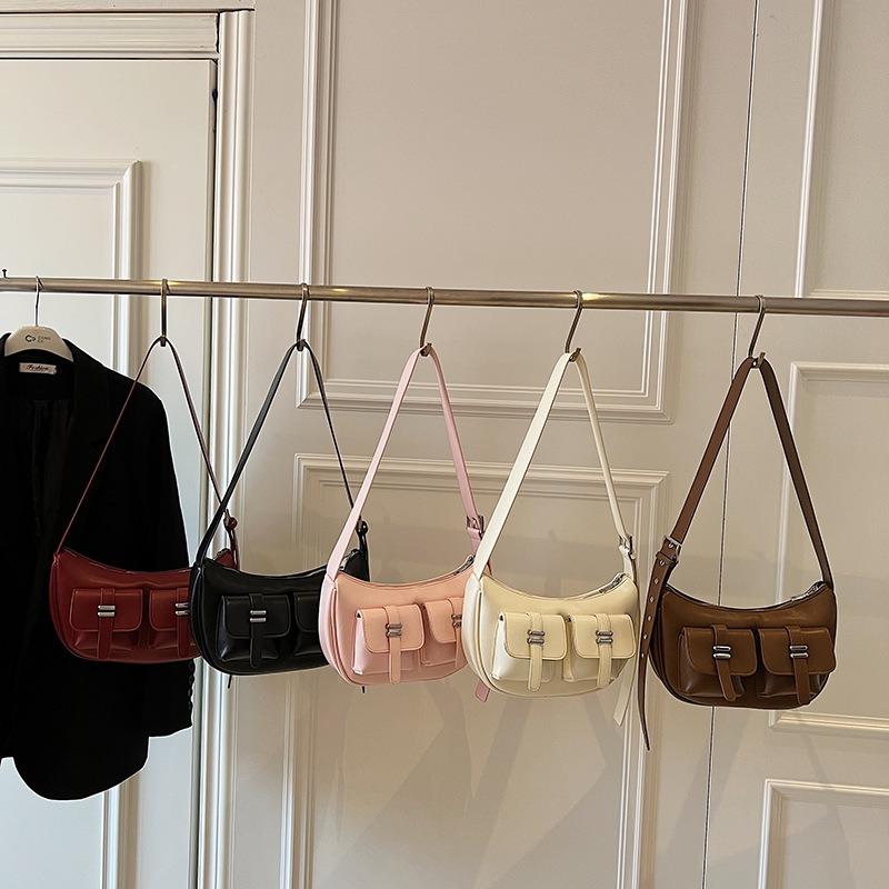 New niche casual crescent bag multi-pocket locomotive bag large capacity shoulder messenger tote bag