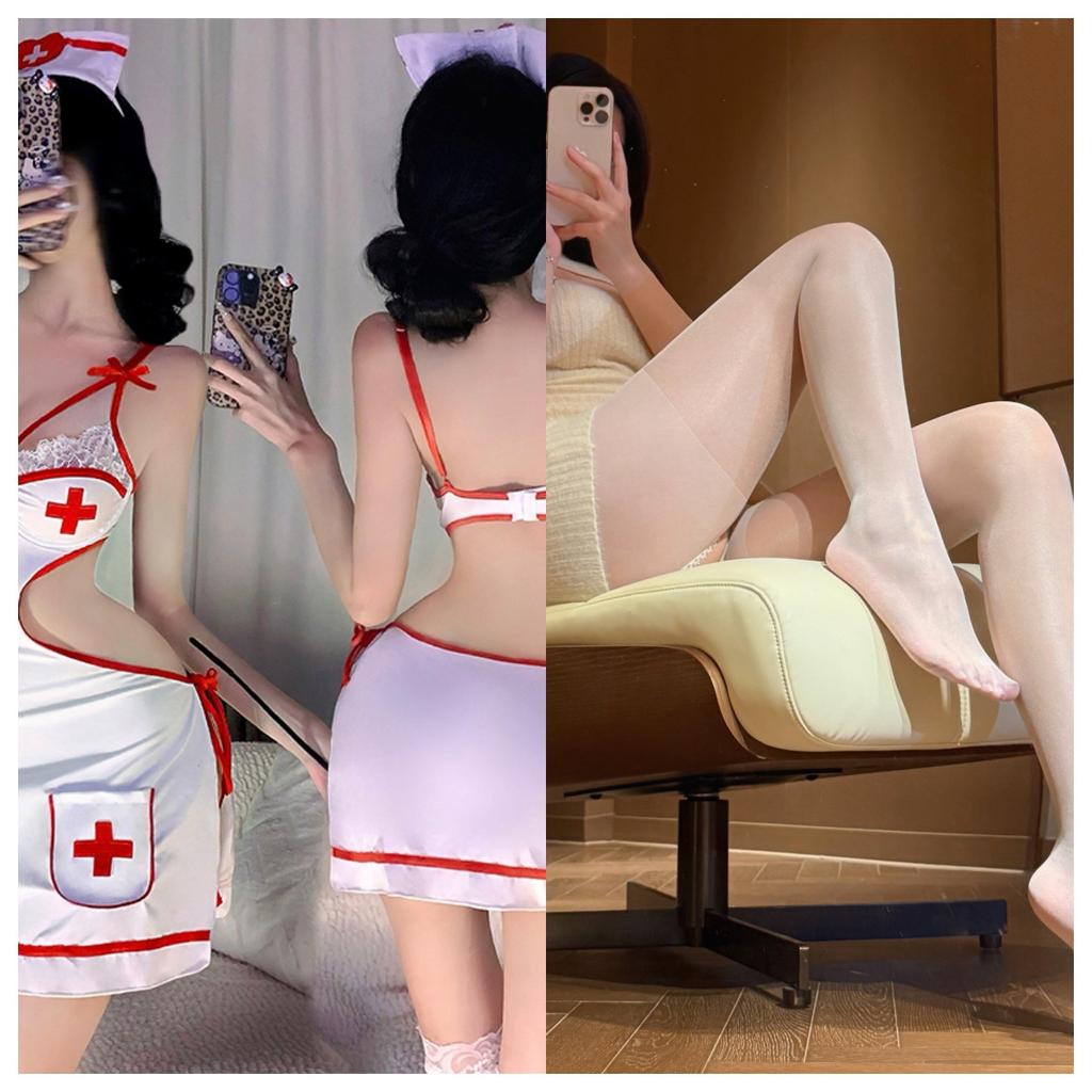 New Sexy Lingerie Sexy Nurse Passion Robe Large Size Hot Pajamas Bed Free of Temptation