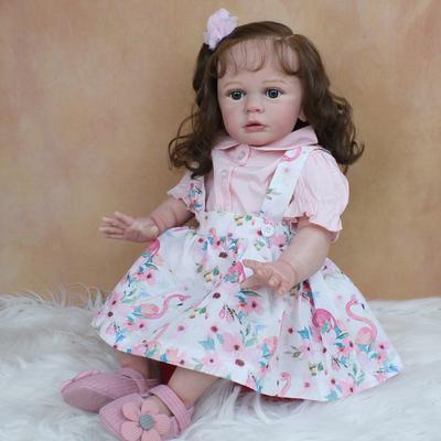 BZDOLL 60 CM 3D-Paint Skin Soft Silicone Reborn Toddler Baby Doll Toy For Girl Like Real 24 Inch Long Hair Princess Tayra Bebe Boneca
