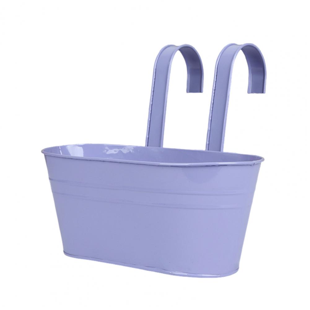 Metal Hanging Planter Window Flower Plant Holder with Drain Holes Removable Dual Hooks Flower Pot for Balcony Railing Fence