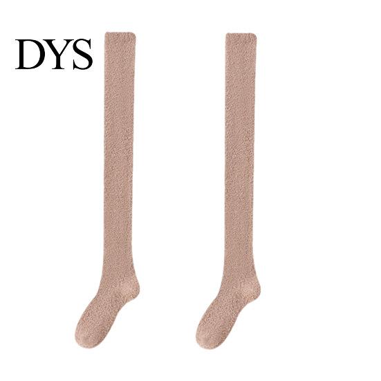 Solid Color Stockings 1 Pair Women Winter Socks Tihick Plush Over Knee Anti-slip Coral Thick Fleece Warm Thickened Warmth for Various Occasions
