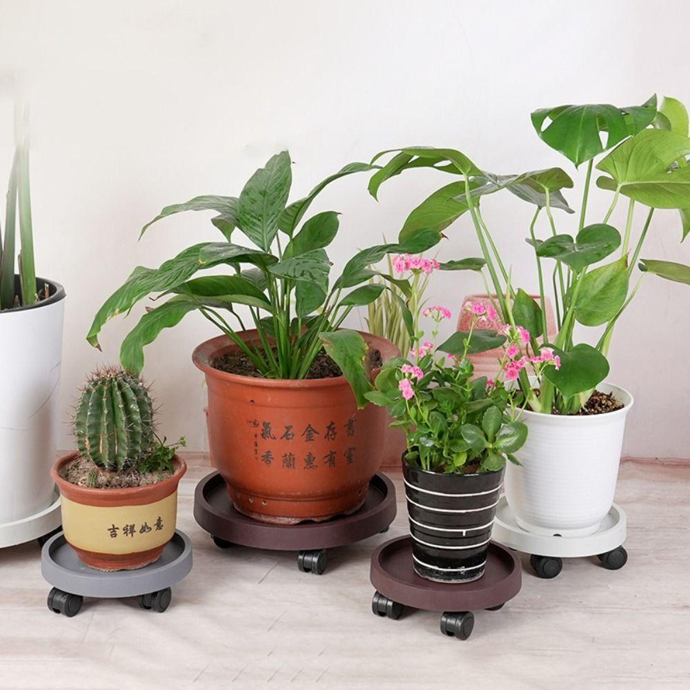 With Water Tray Flower Plant Pot Tray Movable Flower Pot Tray Plant Stand Base Gardening Supplies