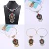 Geometric Style Ethnic Necklace Alloy Metal Heart Glass Pendant For Gift Travel