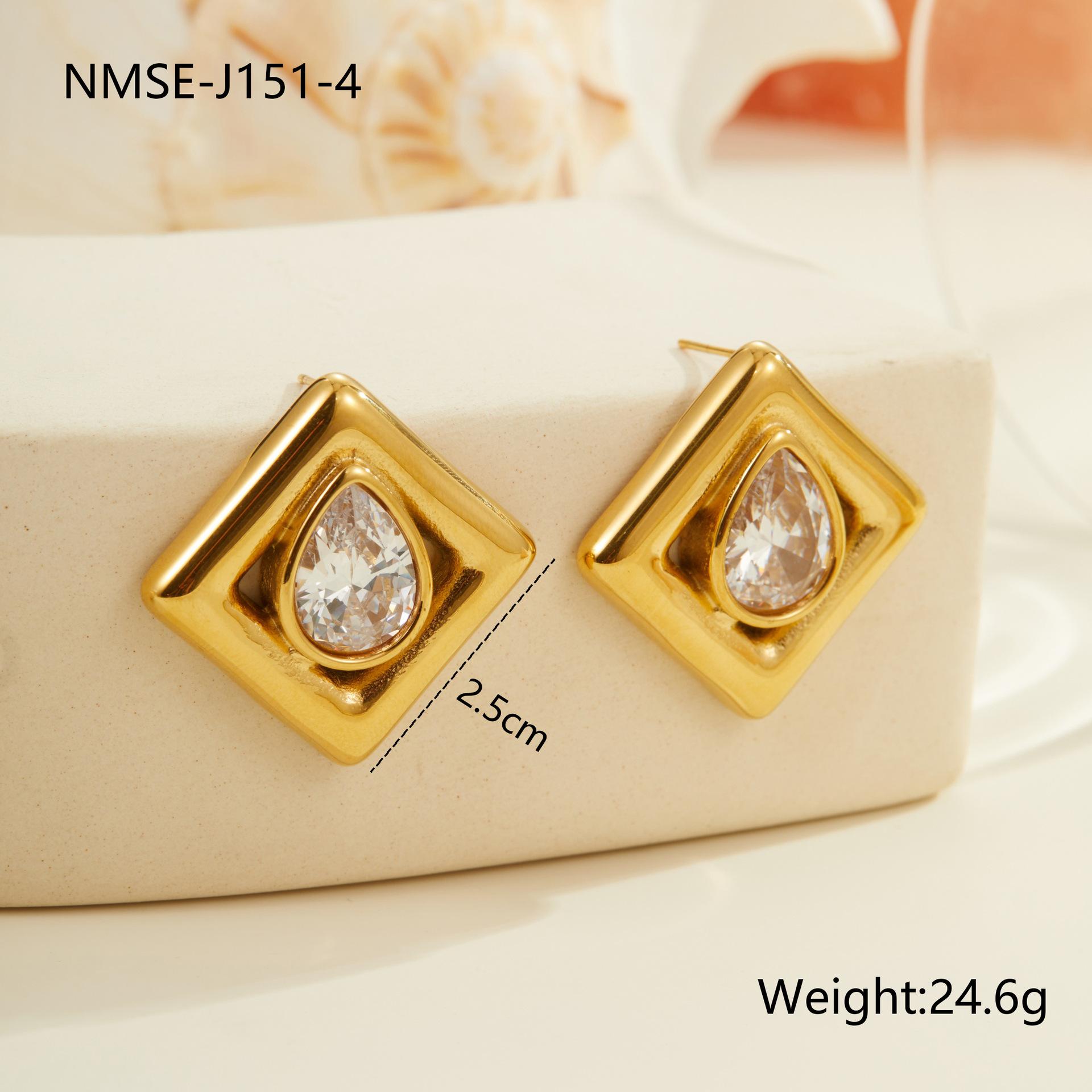GEMCHIC Women s Square Geometric Teardrop Zircon Stud Earrings 18K Gold Plated Stainless Steel
