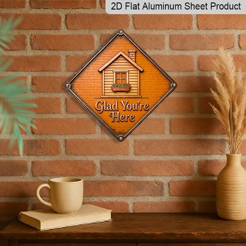 2D Flat, 1pc Vintage House-Themed Metal Wall Sign - Retro Estate Decoration with House & Plan - Aluminum Plaque Suitable for Living Room, Office