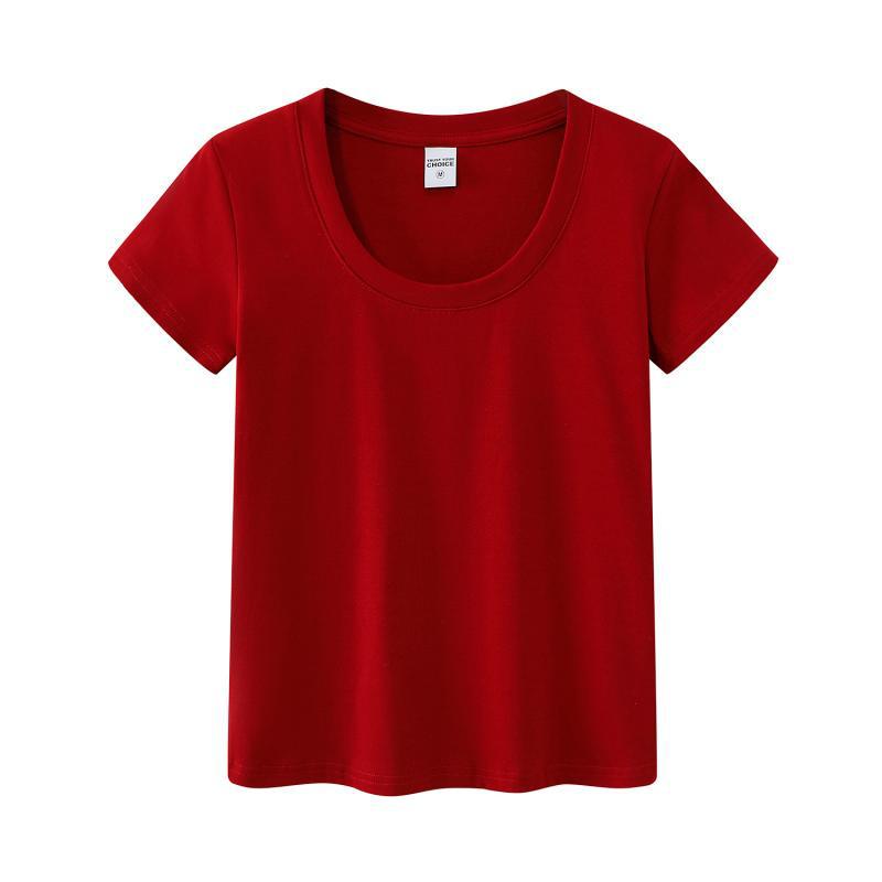 Women's Slim Fit Pure Cotton White Short-Sleeve T-Shirt - Round Neck, Versatile Basic Summer Top