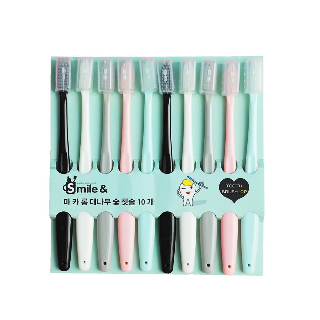 Adults Toothbrushes Soft Brush Hair Multi Colors Toothbrush Set with Cover for Dental Care 10pcs
