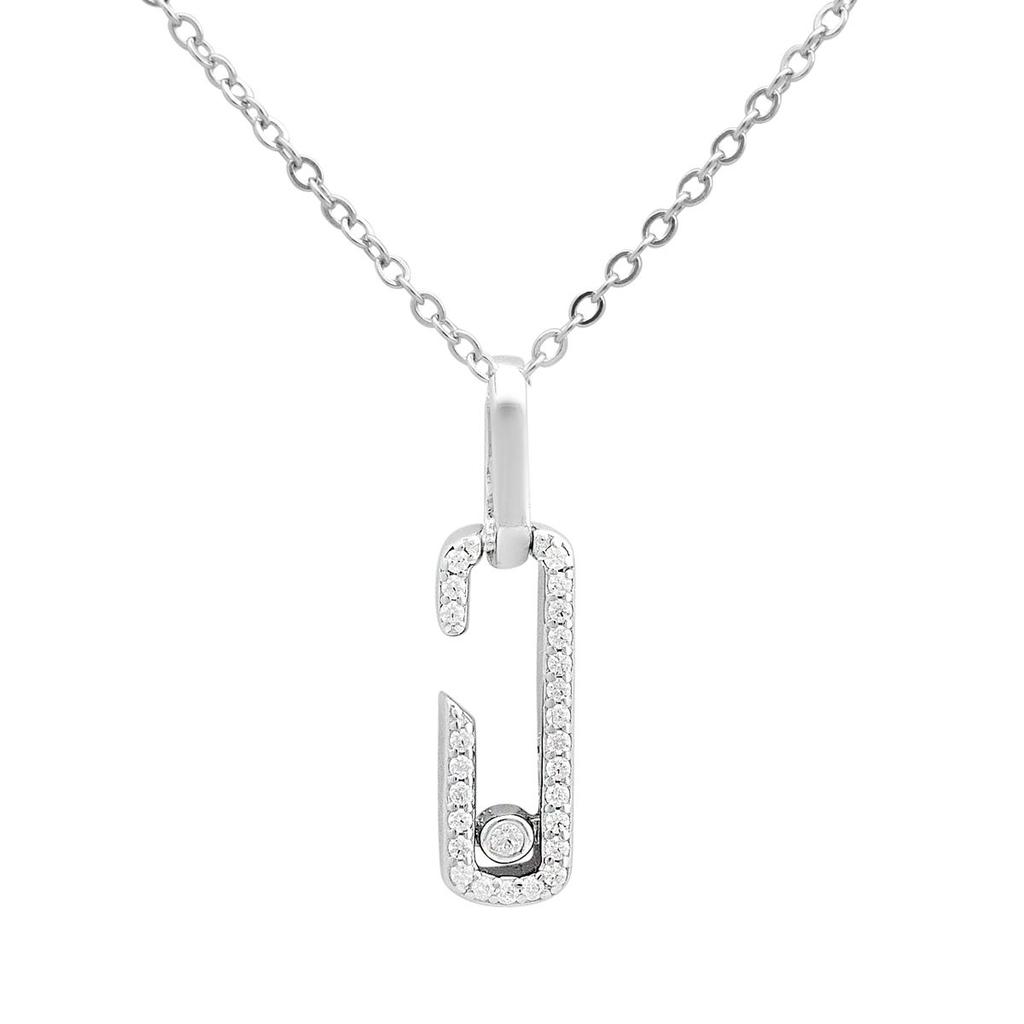 Серебряное колье с фианитами, вес изделия 2,77 гр (2209010)