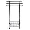 Standing Towel Rack Iron 42.5 Inch 3 Tier Blanket Holder Drying Display Rack with Storage Basket 4 Wheels for Bathroom