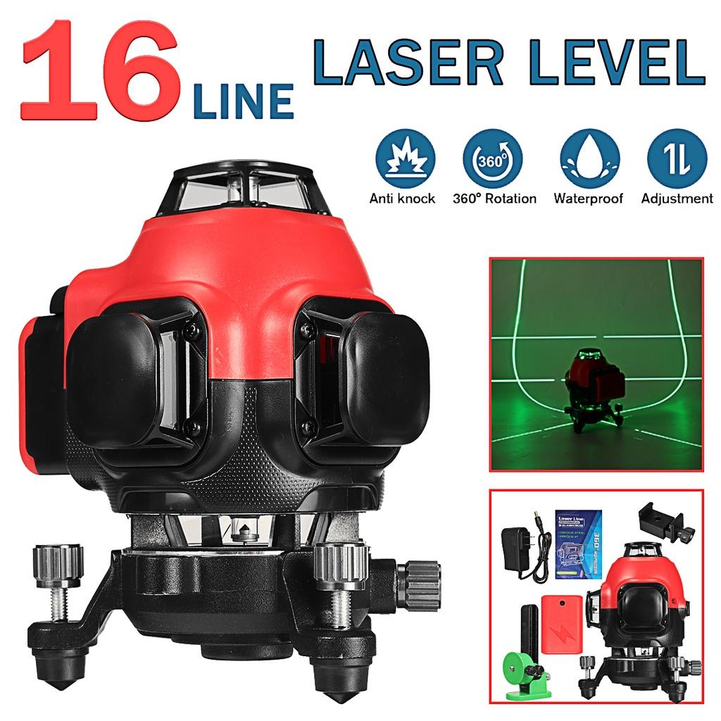 16LIGHT 4D Green Laser Level  360° Horizontal Vertical Cross Strings with Automatic Self Leveling Indoor/Outdoors
