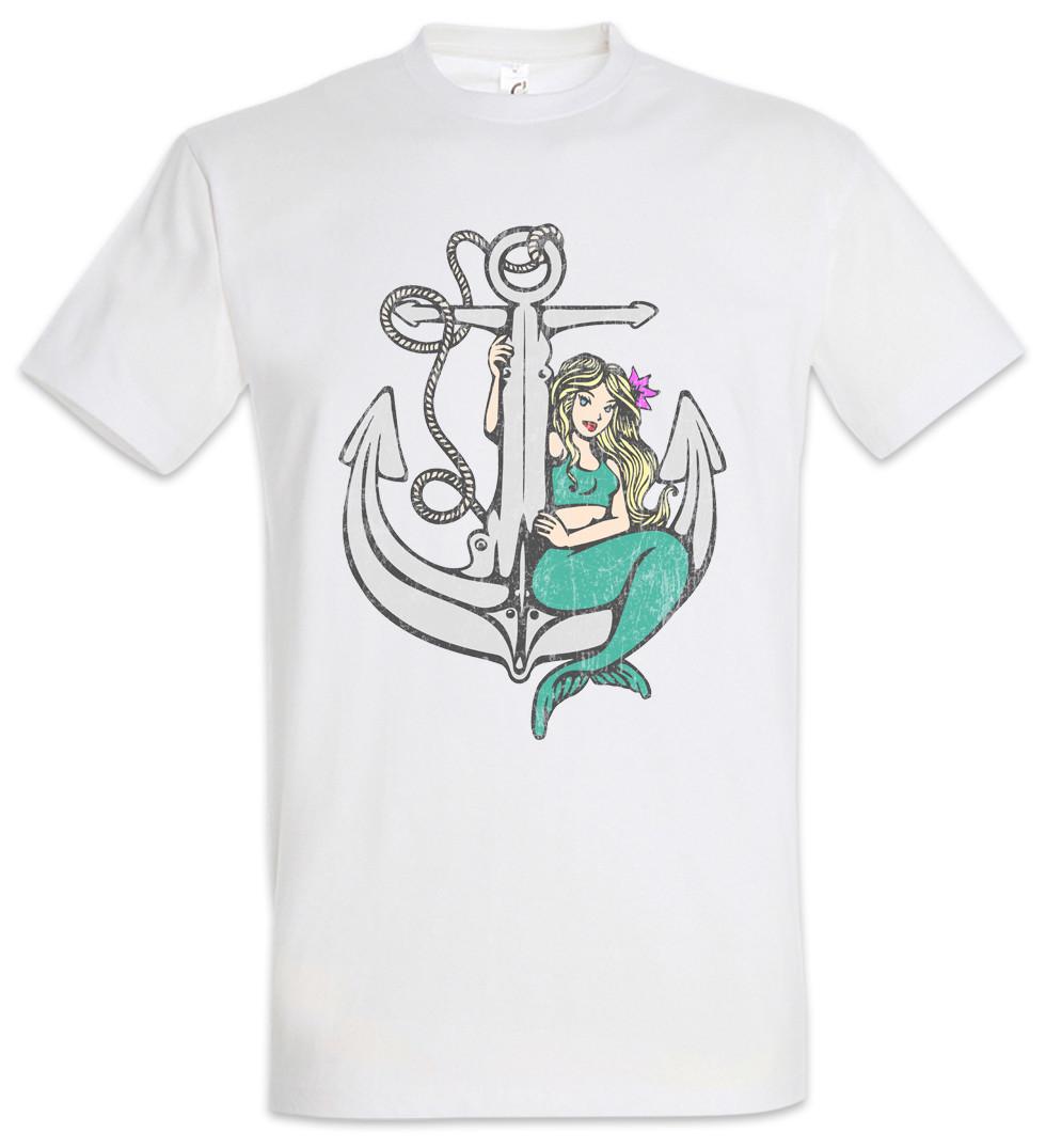 Mermaid Anchor T-Shirt Sailor Sailing Sailboat Tattoo Skipper M