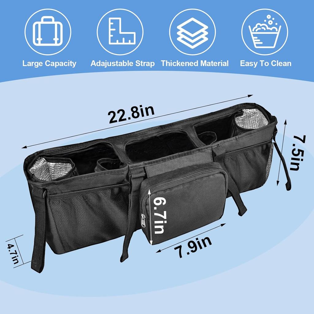 Double Stroller Organizer - Double Stroller Caddy Organizer Compatible with Bob Double Stroller Double Jogging Stroller Accessories with Cooler