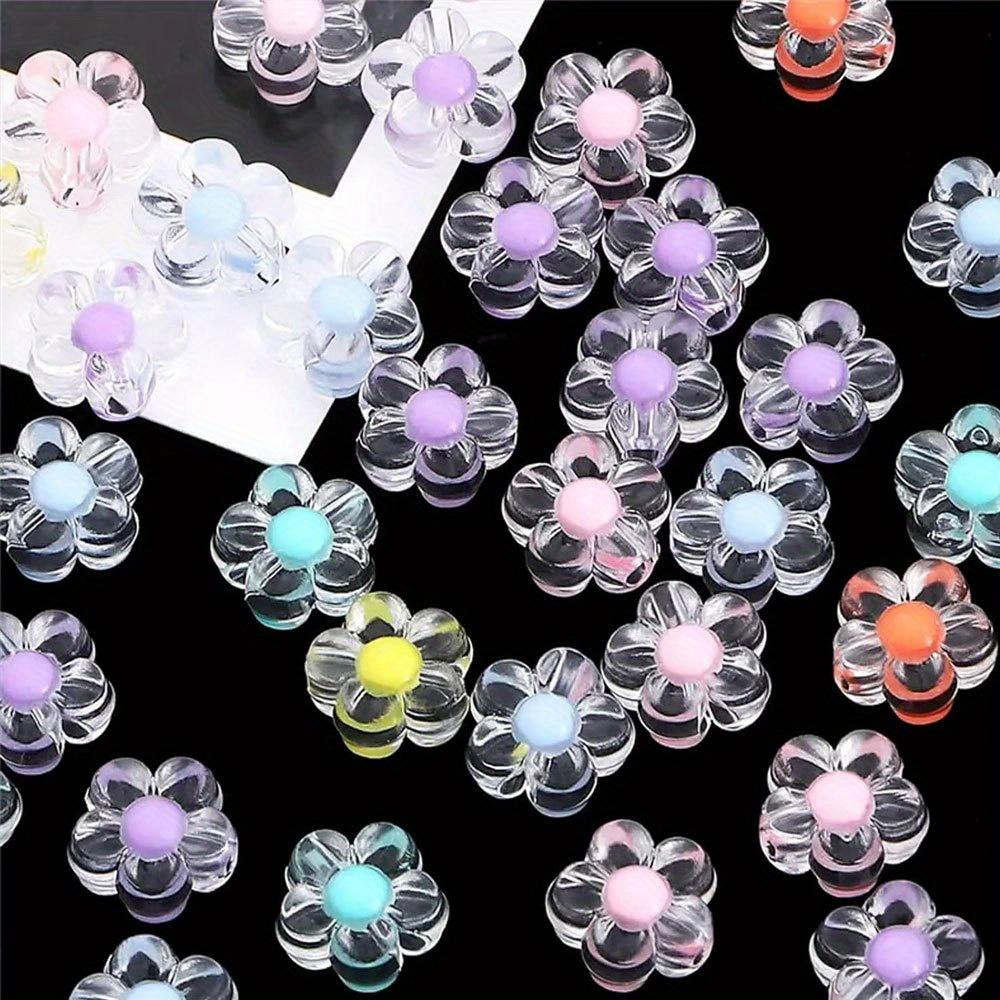 60/120pcs Acrylic Material Flower Style AB Color Illusion Decorative Beads DIY Bracelet Necklace Earrings Keychain Foot Chain