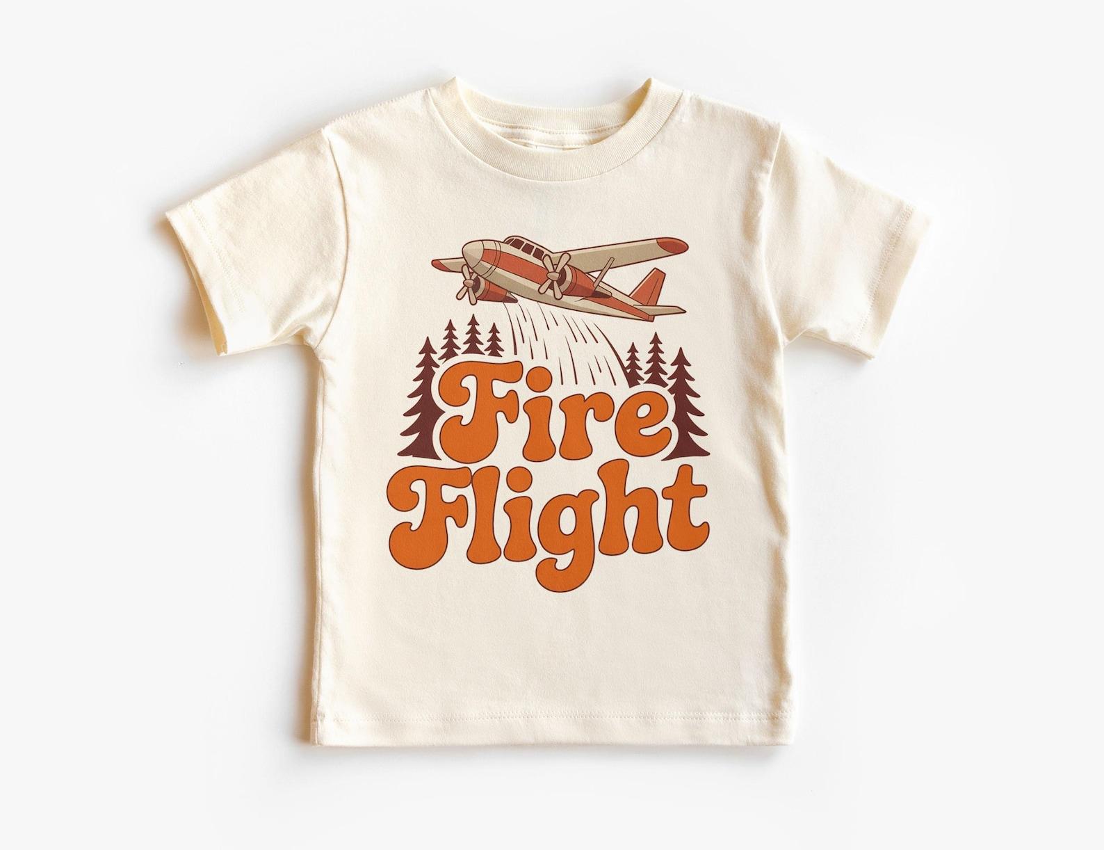 Fire Flight Kids Aerial Firefighter Plane Tee - Wildland Firefighting Youth T-Shirt - Forest Fire Rescue Airplane Outfit - Future Pilot Gift 100