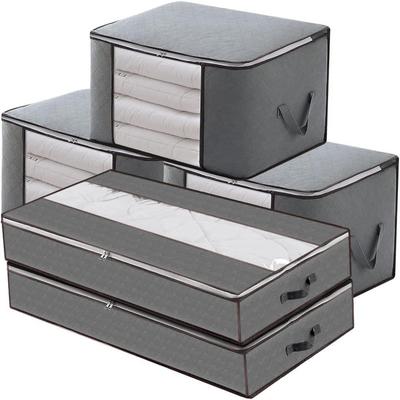 Extra-Large Foldable Under-Bed Storage Bag Set with Lid - Moisture-Proof Clothes Organizer