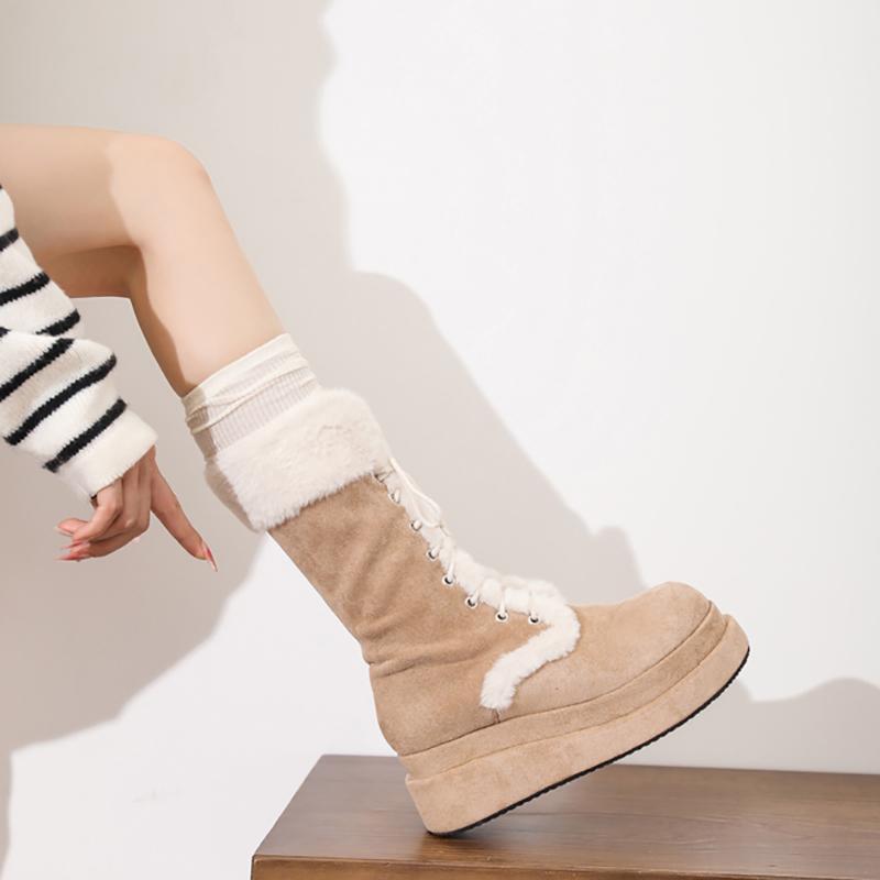 Зимние женские хлопковые сапоги на платформе — фото 6