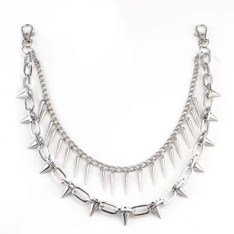 Europäische & Amerikanische Metallnieten-Hosenkette: Hip Hop Punk Mehrlagige Taillenkette für Bühnenauftritte