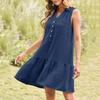 Women's Spring And Summer V-neck Button Sleeveless Dress Casual Vest Dress