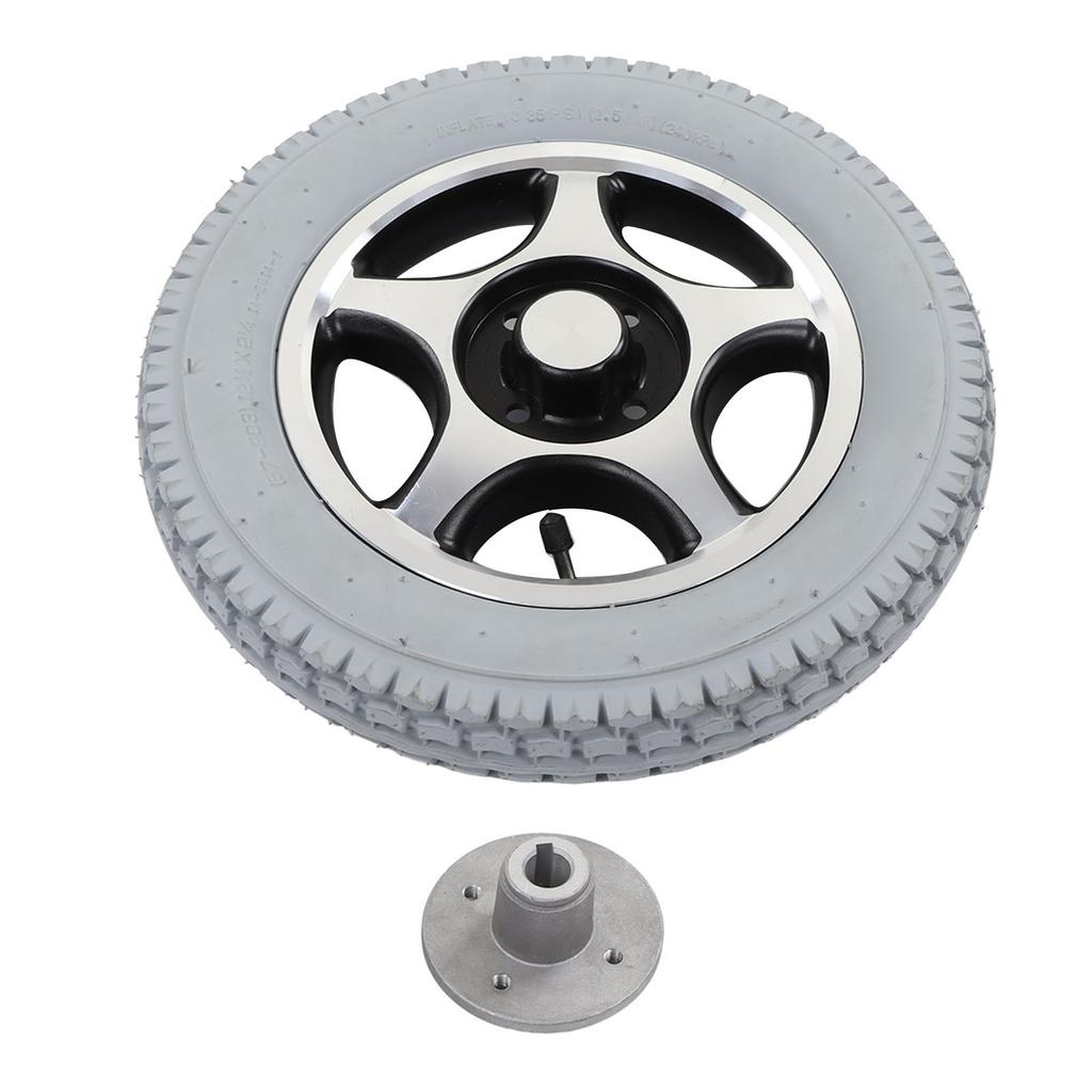 320mm Wheelchair Tire PU Inflatable Wheel Alloy Steel Hub Disabled Vehicle Rear Tyre 4 Hole