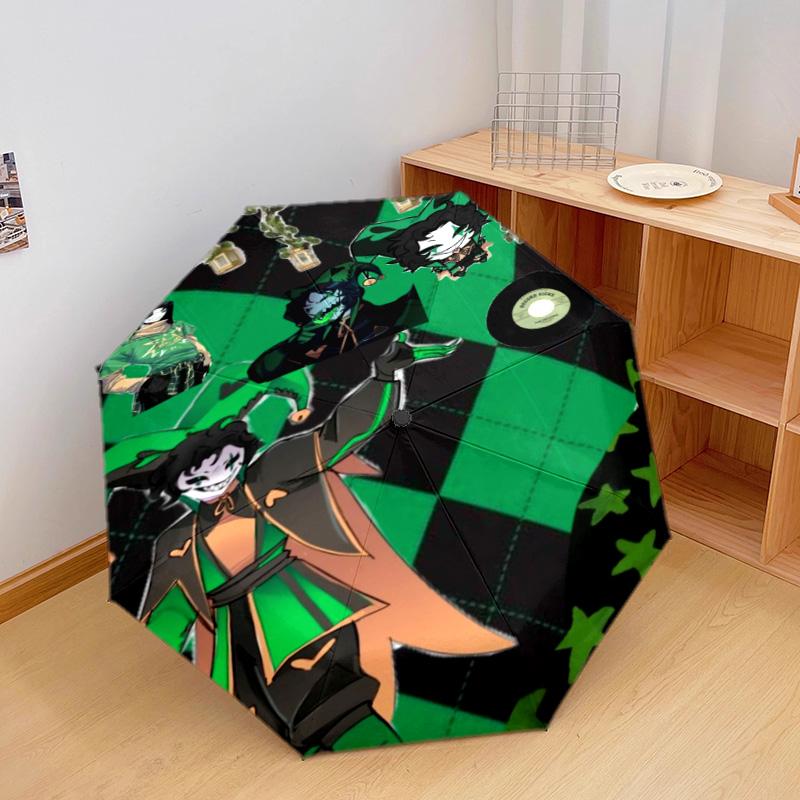 Green Jester Collage Automatic Umbrella - Suitable Travel Outdoor Portable Umbrella Birthday Gift Daily Essentials