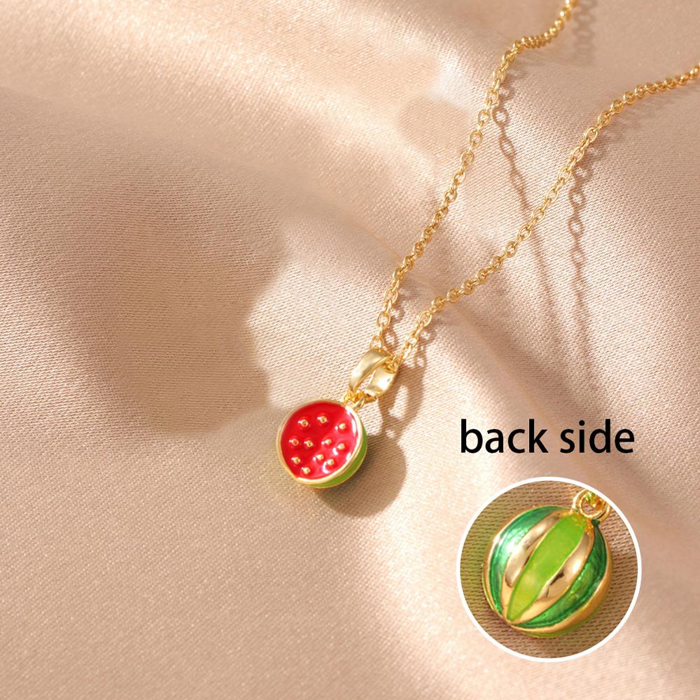Summer Tropical Fruit Pendant Necklace Women Collar Accessories Fashion Gold Color Stainless Steel Necklaces Trendy Zircon Gift