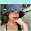 Summer Grid Fisherman Hat With Wide Brim And Breathable Canvas For Sun Protection