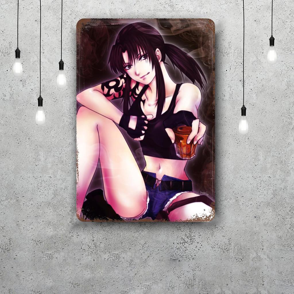 revy black lagoon Funny Bar Metal Sign Retro Plaque Sign Alcohol Drinker Pub Club Man Cave Kitchen Wall Decoration
