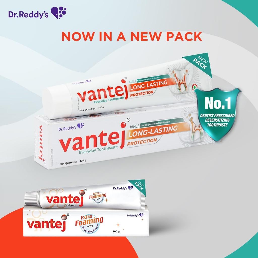 Vantej 100gm Toothpaste Pack Of 1 With Calcium For Sensitive Teeth And Long-Lasting Freshness