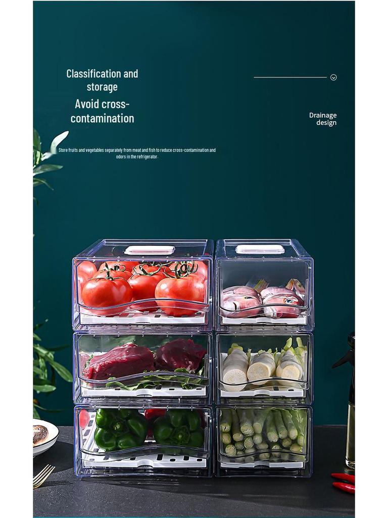 Stackable Transparent Plastic Fridge Organizer for Fruit & Veggies