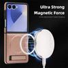 High Quality Buiness Sle Bla Leather Slotted Stand Phone Case for Samsung Z Flip 7 6 5 4 3 Magnetic Wireless Charging Back Cover