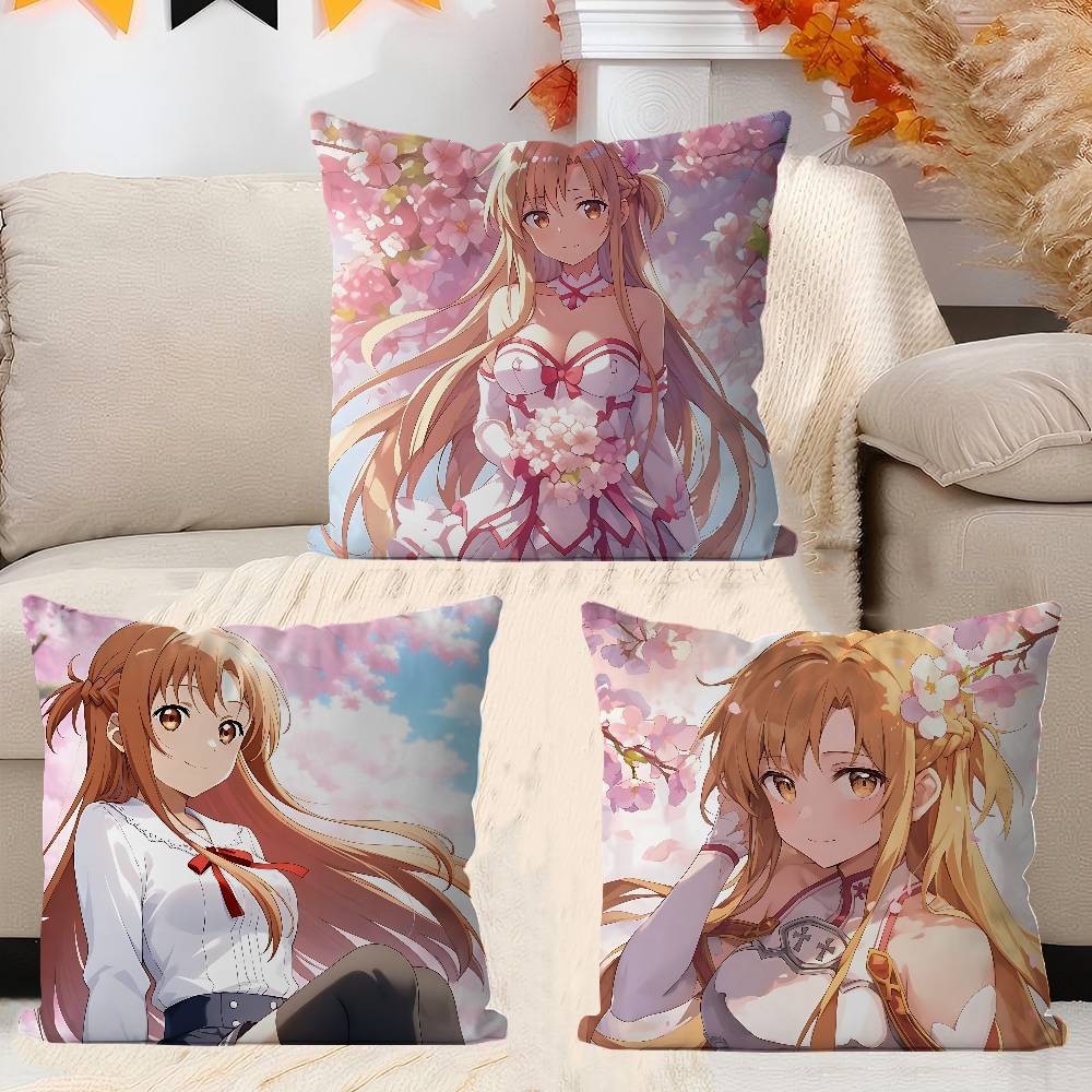 A-Asuna Cartoon 45*45cm Cushion Cover Pillow Cover Decor Pillowcase Home Pillowcase For Couch Pillow