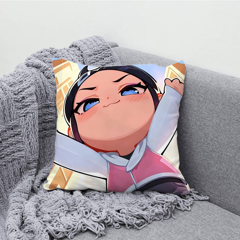 V-ValorantES Chibi Pillowcases Bedroom Living Room Sofa Home Decor Polyester Cushion Cover with Zipper