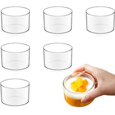 ESTVLB Heat-Resistant Glass Pudding Cups, 190ml, Reusable, Round, for Pudding Molds, Jelly Molds, and Confectionery, DIY Baking Supplies, Heat-Resista