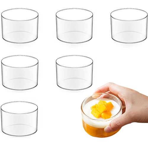 ESTVLB Heat-Resistant Glass Pudding Cups, 190ml, Reusable, Round, for Pudding Molds, Jelly Molds, and Confectionery, DIY Baking Supplies, Heat-Resista