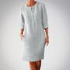 Large Size Women's Cotton and Linen Round Neck Long Sleeved Dress
